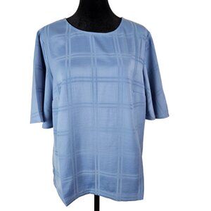 A New Day Womens Blue Houndstooth Blouse Size Medium Elegant Comfortable Casual